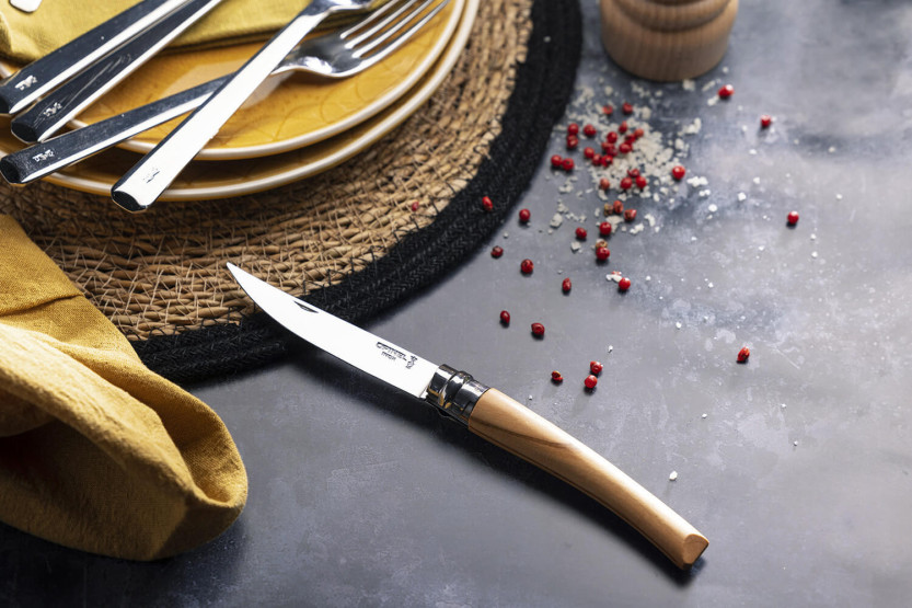 Cuchillo Opinel Effilé n°10 hoja 10cm mango madera de olivo