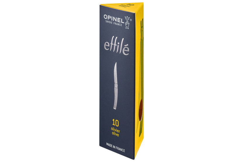Cuchillo Opinel Effilé n°10 hoja 10cm mango madera de olivo