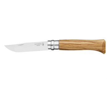 Opinel Tradition Luxe n°08 veitsi 8.5cm pyörivä terä oliivipuun kahva