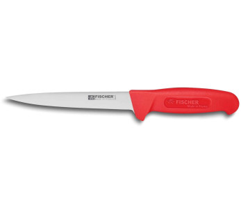 Coltello da disosso professionale Fischer HACCP, lama consumata 17 cm, manico rosso