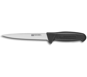 Fischer HACCP ammatillinen luuttomaksi leikkaava veitsi, musta kahva, 17cm käytetty terä
