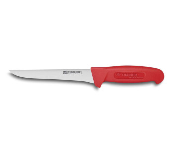 Fischer HACCP ammatillinen luuttomaksi leikkaava veitsi 17cm suora terä punainen kahva