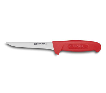 Fischer HACCP professionell urbeningskniv 14cm rakt blad rött handtag