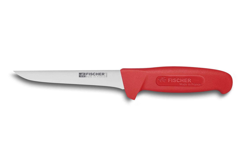 Fischer HACCP professional boning knife 14cm straight blade red handle