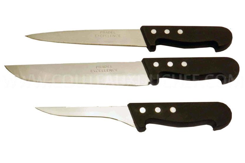Conjunto de 3 facas de talhante Pradel Excellence com cabos de polipropileno