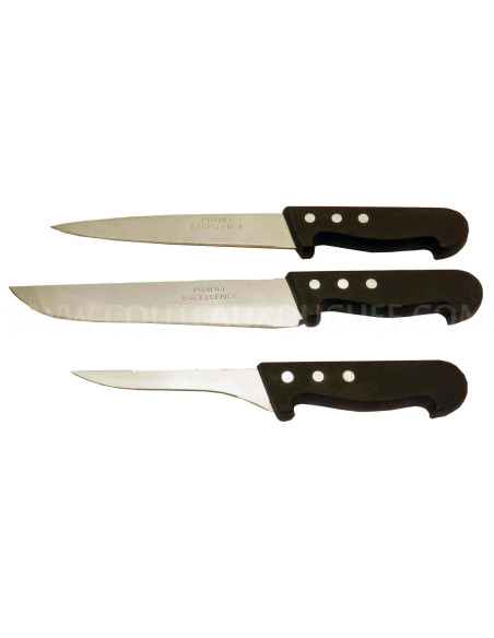 Conjunto de 3 facas de talhante Pradel Excellence com cabos de polipropileno