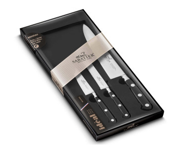 Sett med 3 SABATIER Ideal-kniver i rustfritt stål 100 % smidd og fransk
