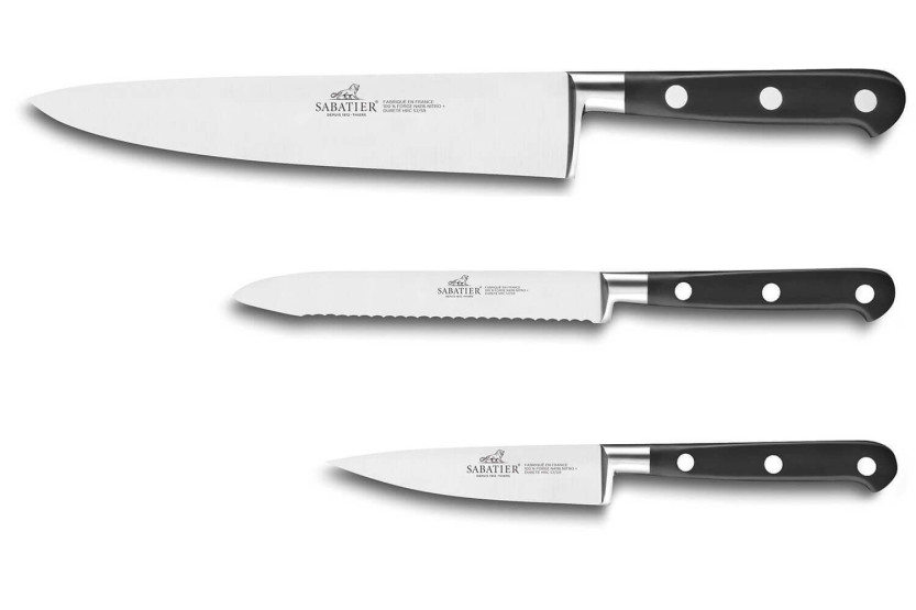 Set di 3 coltelli SABATIER Ideal in acciaio inox 100% forgiato e francese