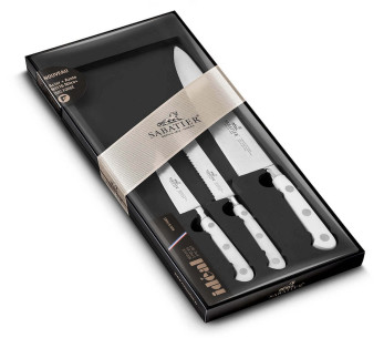 Set van 3 Sabatier Toque blanche messen 100% gesmeed met geklonken handgrepen