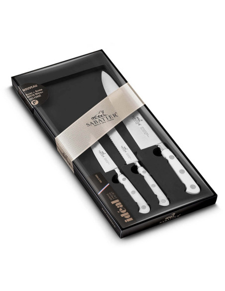 Set van 3 Sabatier Toque blanche messen 100% gesmeed met geklonken handgrepen