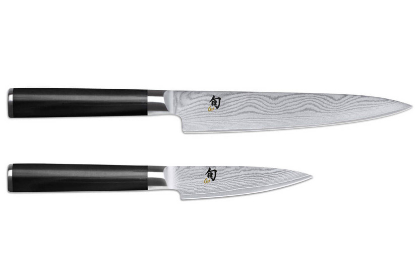 Estuche 2 cuchillos japoneses Kai Shun damasco acero de calidad