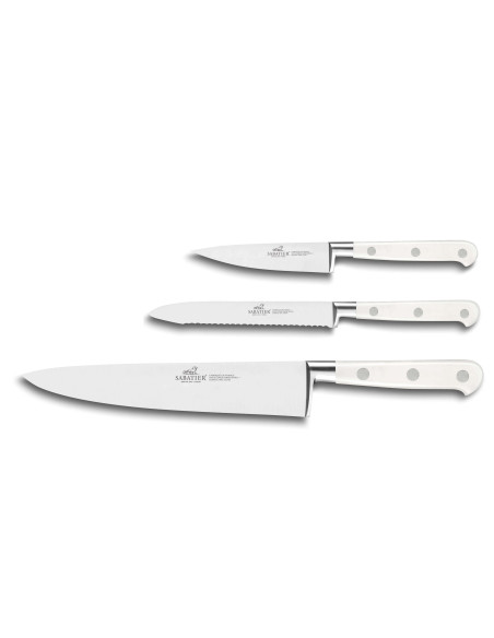 Set van 3 Sabatier Toque blanche messen 100% gesmeed met geklonken handgrepen