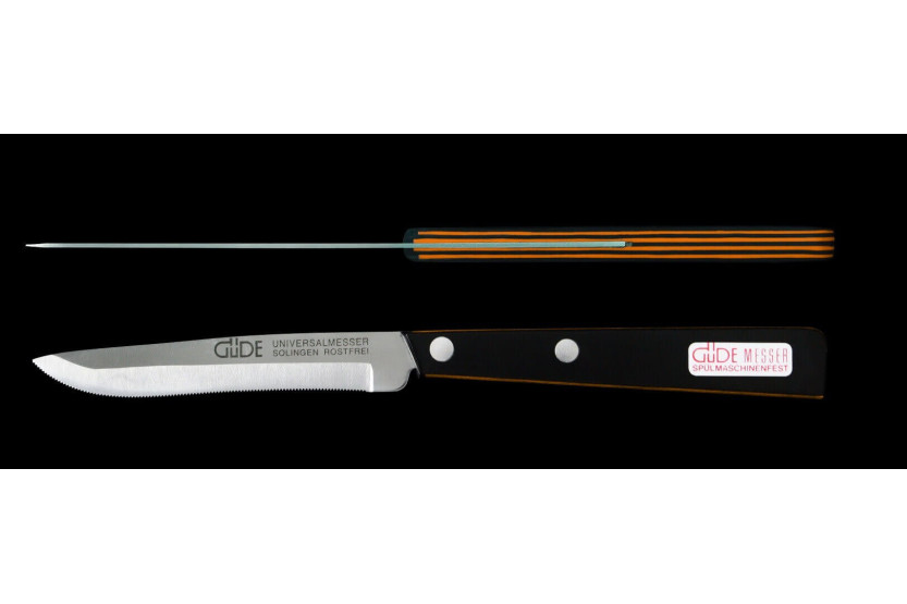GÜDE Faca de mesa universal 10cm micro-serrilhada cabo preto/laranja