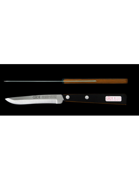 GÜDE Faca de mesa universal 10cm micro-serrilhada cabo preto/laranja