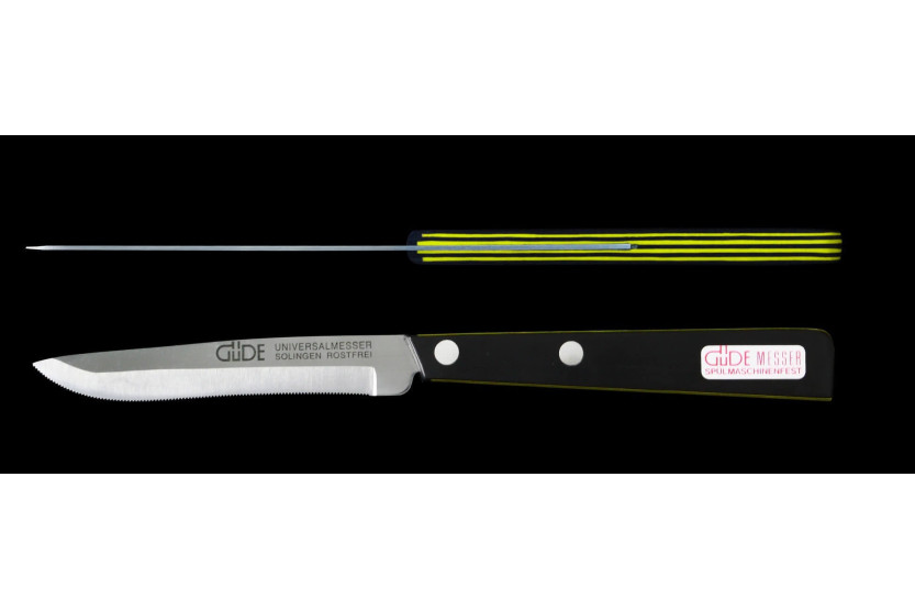 GÜDE Cuchillo de mesa universal 10cm mango microdentado negro/amarillo