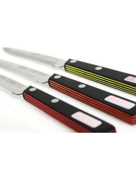 Tafelmesser GÜDE Universal 10cm Mikrozahn Griff schwarz/gelb