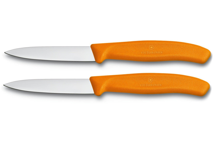 2 Cuchillos de pelar Victorinox 8cm hoja mediana mango naranja
