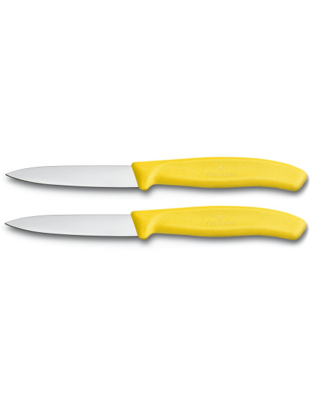2 Facas de aparar Victorinox 8cm Ponta Média Cabo Amarelo