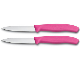 2 spelucchini Victorinox 8cm lama media manico rosa