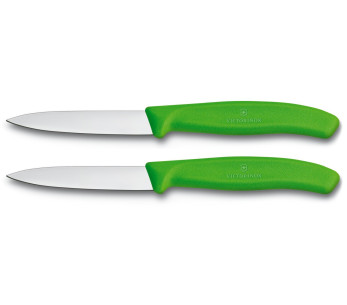2 spelucchini Victorinox con lama da 8 cm e punta centrale con impugnatura verde