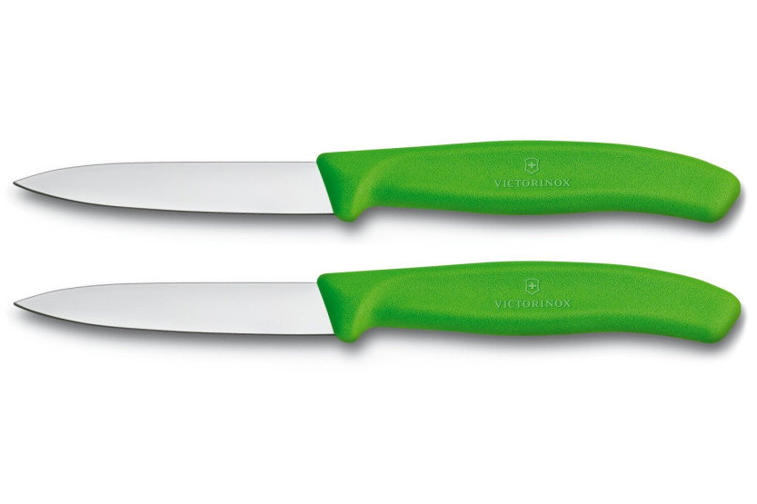 2 Cuchillos de pelar Victorinox 8cm Hoja Punta Media Mango Verde