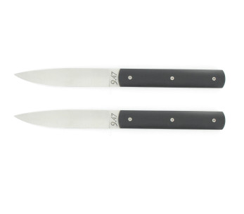 Caixa de oferta 2 facas de mesa Perceval 9.47 com 10 cm de lâmina e cabo em poliacetal preto