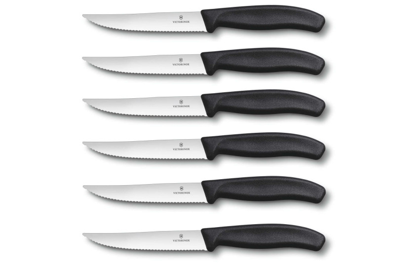 6 cuchillos Victorinox 12cm mango negro hoja dentada