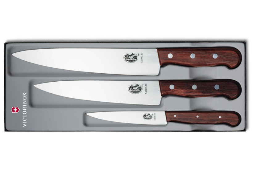 Set mit 3 Victorinox-Küchenmessern mit Palisandergriff