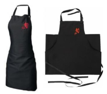 Avental de cozinha preto ajustável com logótipo bordado a vermelho KAI SHUN