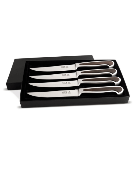 Sett med 4 Güde Delta 4-D380/12 biffkniver i smidd stål med 12 cm blad