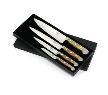 Set di 4 coltelli forgiati Alpha Olive di Güde