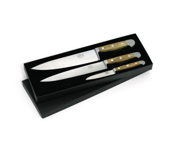 Conjunto de facas forjadas de 3 peças Güde Alpha Olive