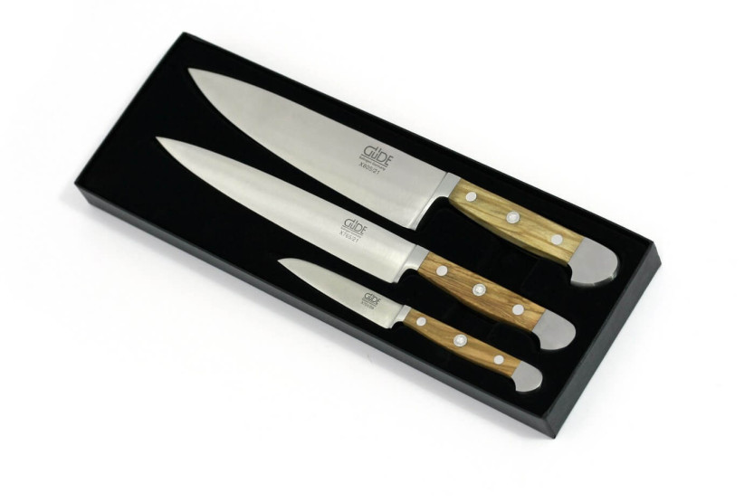 Güde sett med 3 smidde Alpha Olive-kniver