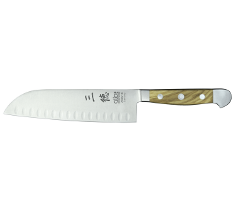 Güde Alpha Olive 18cm con borde granton Cuchillo santoku en acero forjado