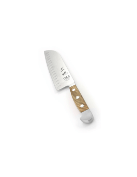 Güde Alpha Olive 18cm santoku knife with granton edge in forged steel