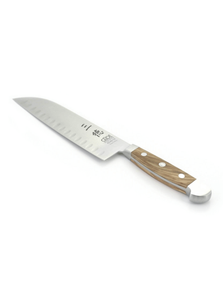 Güde Alpha Olive 18cm santoku knife with granton edge in forged steel