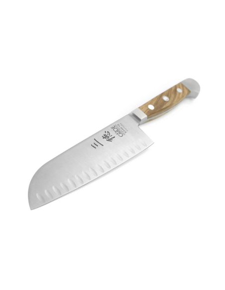 Güde Alpha Olive 18 cm con fossette coltello santoku in acciaio forgiato