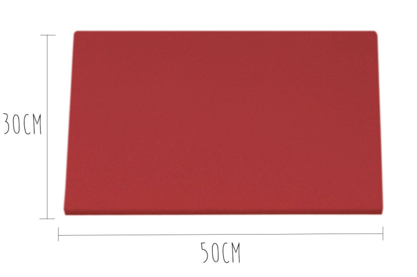 Tábua de cortar em polietileno vermelho HD500 com fixações 50x30cm