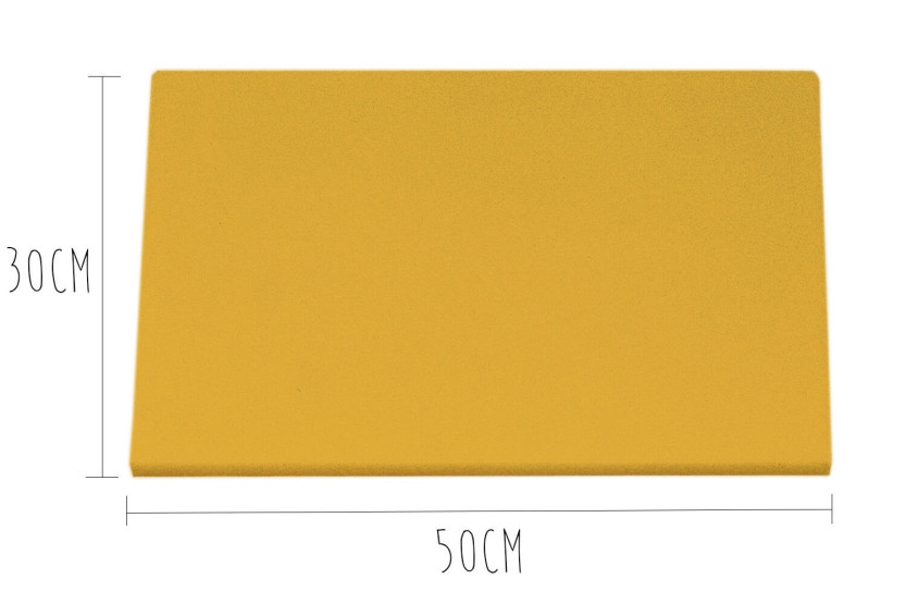 HD500 keltainen polyeteeni leikkuulauta kiinnikkeillä 50x30cm