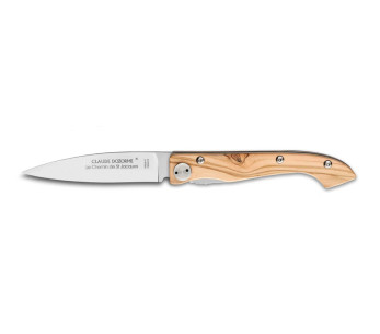 Compostelle Voie d'Arles fällkniv Claude Dozorme 12,5cm olivträhandtag