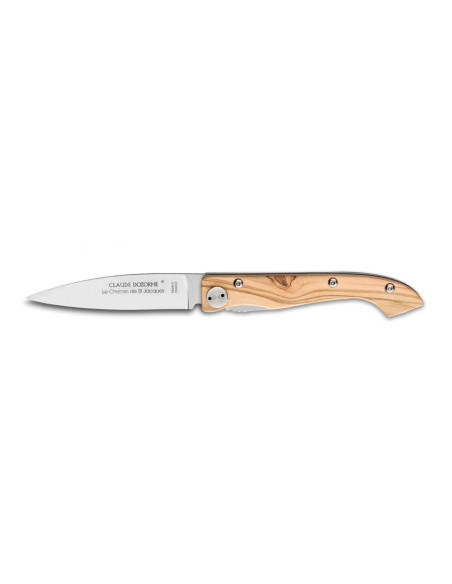 Compostelle Voie d'Arles foldekniv Claude Dozorme 12,5 cm håndtak i oliventre