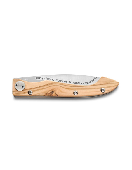 Compostelle Voie d'Arles foldekniv Claude Dozorme 12,5 cm håndtag i oliventræ
