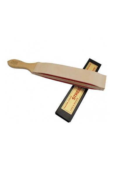 HEROLD barberkniv læder russisk type 2 sider skind på filt 32 cm