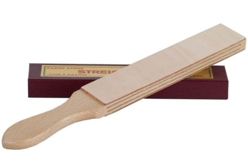 HEROLD barberkniv læder 2 sider skind 32 cm