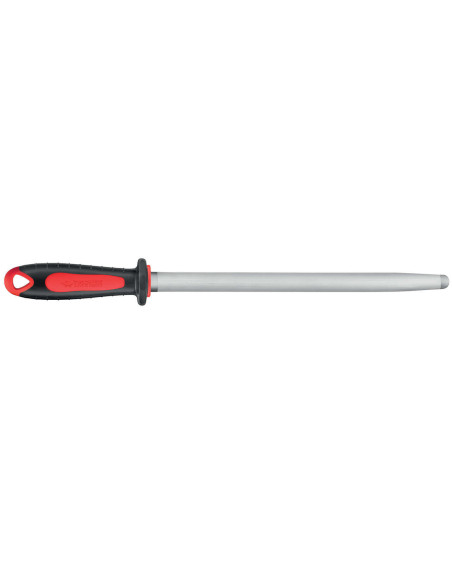 Metzgerwetzstahl FISCHER ovaler Docht 35cm feinkörnig roter und grauer Griff