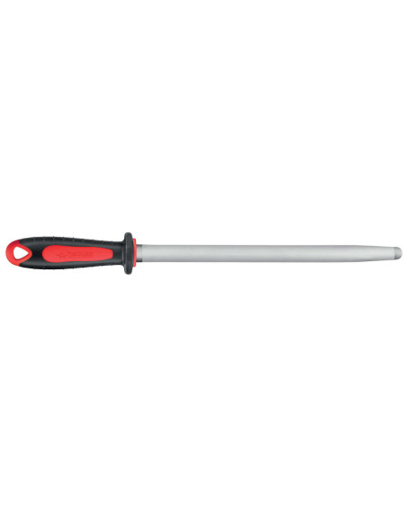Metzgerwetzstahl FISCHER ovaler Docht 30cm feinkörnig roter und grauer Griff