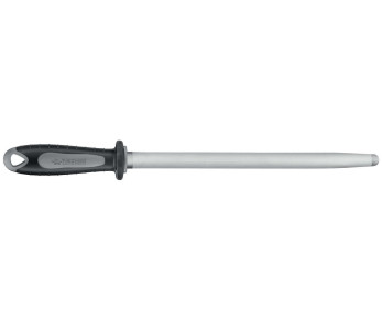 Fucile da macellaio FISCHER 30 cm ovale a grana fine manico nero e grigio