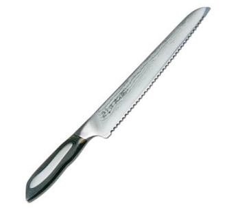 TOJIRO Faca Faca de pão Flashl Lâmina de Damasco 24 cm