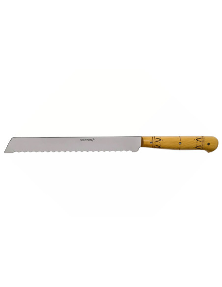 Brotmesser Nontron 87608 Klinge 19cm Griff aus Buchsbaumholz pyrograviert