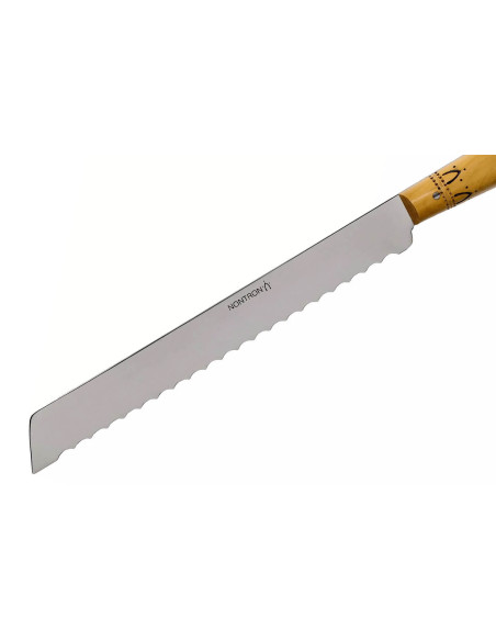 Nontron 87608 bread knife 19cm blade pyrographed boxwood handle